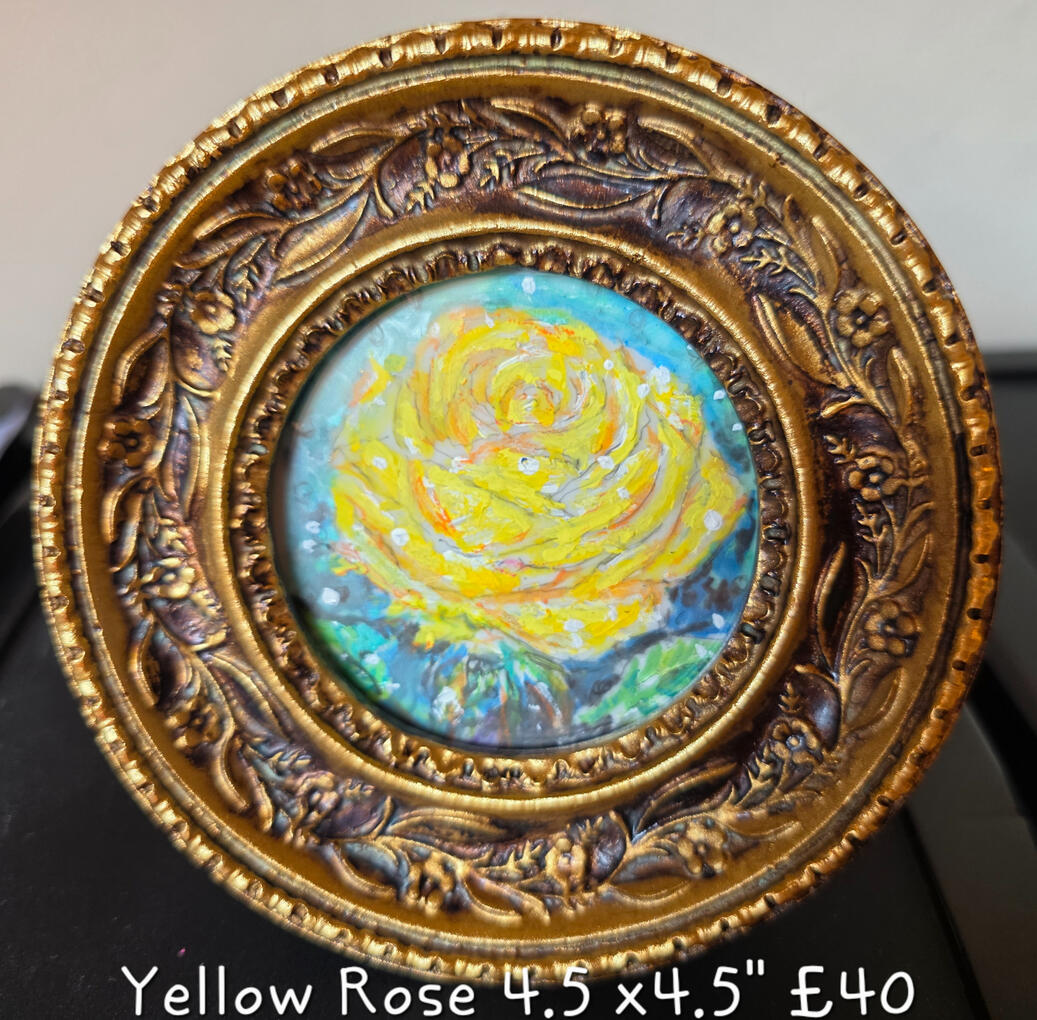 Yellow rose miniature acrylic on drafting film £40